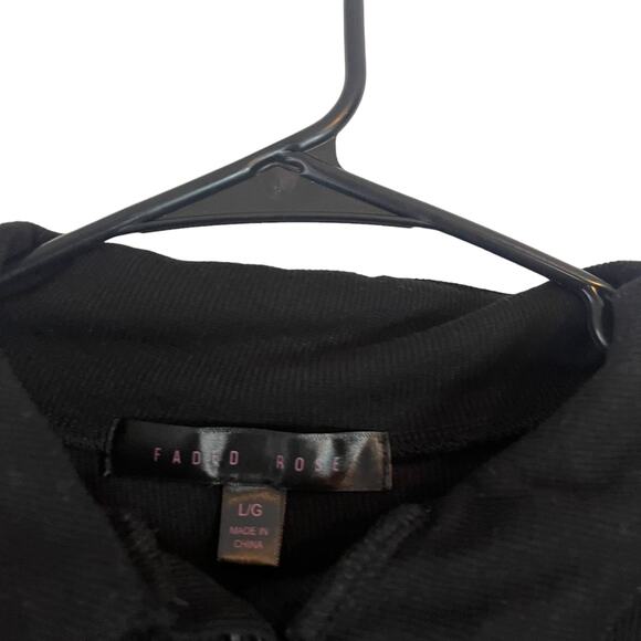 Faded Rose Grunge Size Large Black Cropped Angel Devil Long Sleeve Top - Picture 3 of 7